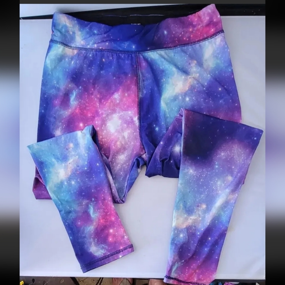 Zone Pro Leggings Star Space Galaxy Colorful Print Xtra Large